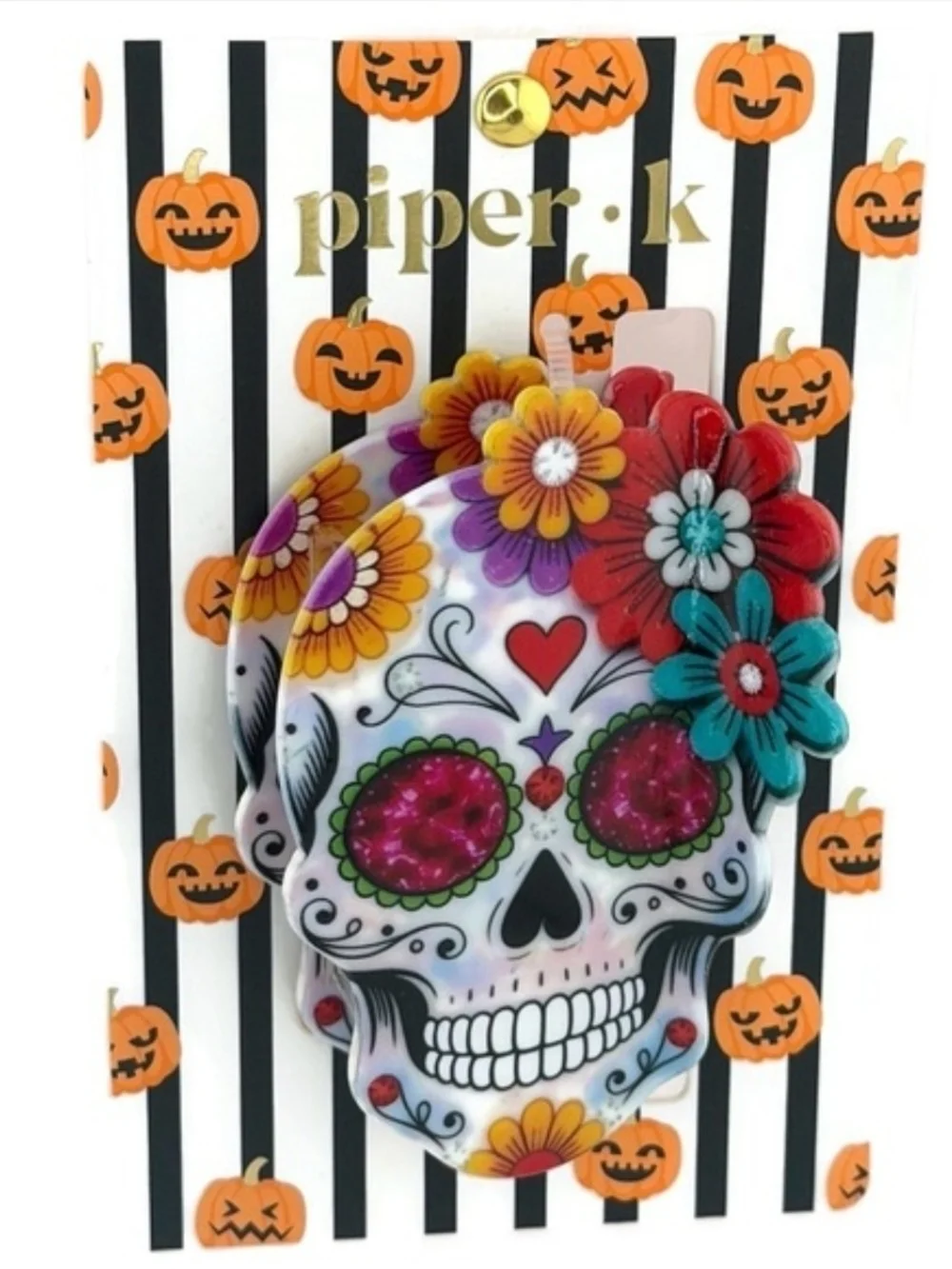 🤍▪️Piper K ▪️Sugar Skull Day Of The Dead Floral Hair Claw Acryllic Clip
